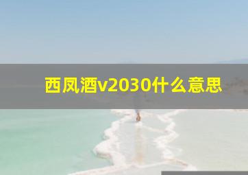 西凤酒v20。30什么意思