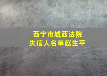 西宁市城西法院失信人名单赵生平