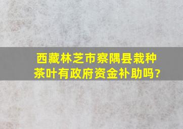 西藏林芝市察隅县栽种茶叶有政府资金补助吗?