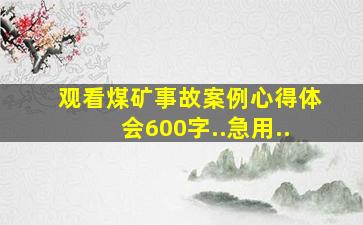 观看煤矿事故案例心得体会600字..急用..