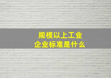 规模以上工业企业标准是什么