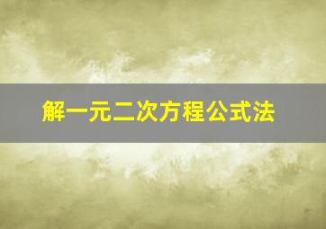 解一元二次方程公式法