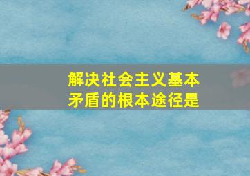 解决社会主义基本矛盾的根本途径是