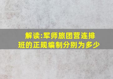 解读:军、师、旅、团、营、连、排、班的正规编制分别为多少