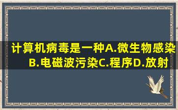 计算机病毒是一种A.微生物感染B.电磁波污染C.程序D.放射线请帮忙...