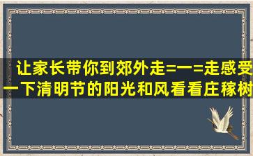 让家长带你到郊外走=一=走,感受一下清明节的阳光,和风,看看庄稼,树木...