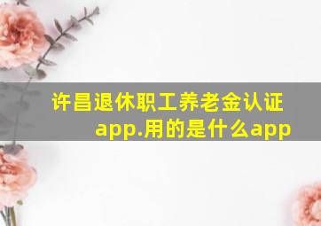 许昌退休职工养老金认证app.用的是什么app