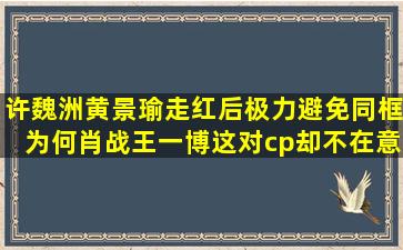 许魏洲黄景瑜走红后极力避免同框,为何肖战王一博这对cp却不在意?