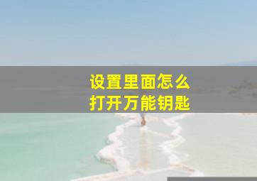 设置里面怎么打开万能钥匙