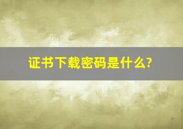 证书下载密码是什么?