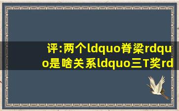 评:两个“脊梁”是啥关系“三T奖”的翻版