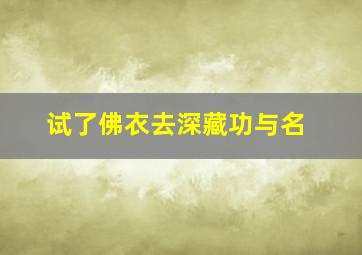 试了佛衣去深藏功与名