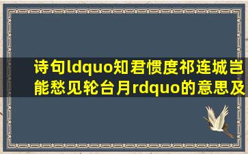 诗句“知君惯度祁连城,岂能愁见轮台月。”的意思及全文赏析?