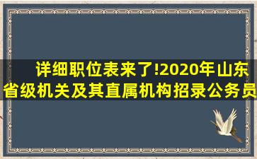 详细职位表来了!2020年山东省级机关及其直属机构招录公务员公告发布