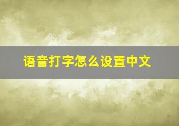 语音打字怎么设置中文(