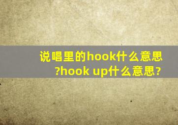 说唱里的hook什么意思?hook up什么意思?