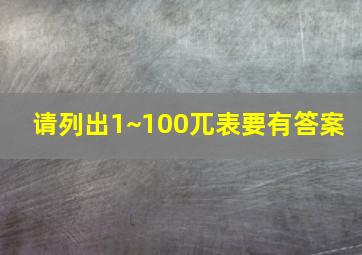 请列出1~100兀表,要有答案。 