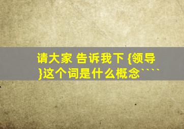 请大家 告诉我下 {领导}这个词是什么概念````