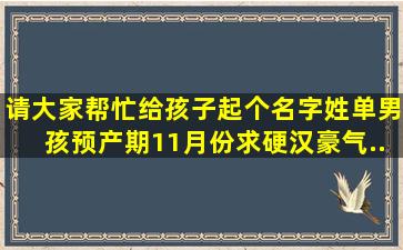 请大家帮忙给孩子起个名字,姓单。男孩。预产期11月份。求硬汉豪气...