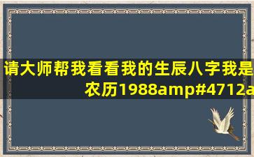 请大师帮我看看我的生辰八字,我是农历1988/12/14中午2点左右...