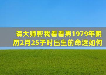 请大师帮我看看男1979年阴历2月25子时出生的命运如何