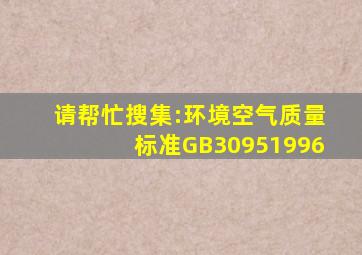 请帮忙搜集:环境空气质量标准(GB30951996)