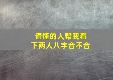 请懂的人帮我看下,两人八字合不合