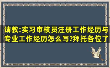 请教:实习审核员注册,工作经历与专业工作经历怎么写?拜托各位了 3Q