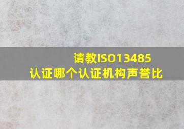 请教ISO13485认证哪个认证机构声誉比