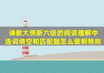 请教大侠新六级的阅读理解中选词填空和匹配题怎么做啊(特别