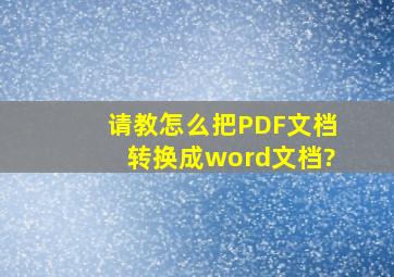 请教怎么把PDF文档转换成word文档?