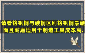 请看铬钒钢与碳钢区别,铬钒钢最硬而且耐磨适用于制造工具成本高...