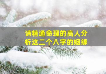 请精通命理的高人分析这二个八字的姻缘