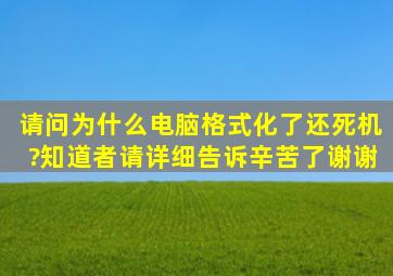 请问,为什么电脑格式化了还死机?知道者请详细告诉,辛苦了,谢谢