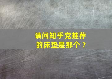 请问,知乎党推荐的床垫是那个 ?