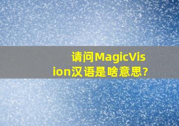 请问MagicVision汉语是啥意思?