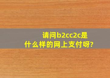 请问b2c、c2c是什么样的网上支付呀?