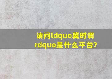 请问“冀时调”是什么平台?