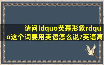 请问“荧幕形象”这个词要用英语怎么说?英语高手帮忙解决