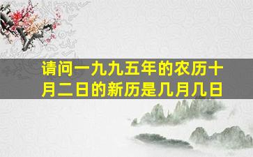 请问一九九五年的农历十月二日的新历是几月几日(