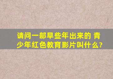 请问一部早些年出来的 青少年红色教育影片叫什么?