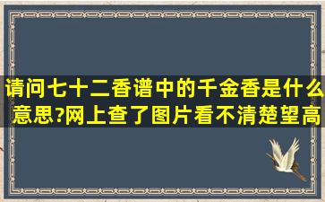 请问七十二香谱中的千金香是什么意思?网上查了图片看不清楚,望高手...