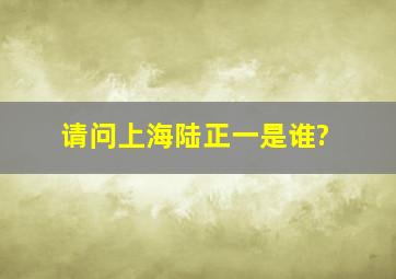 请问上海陆正一是谁?