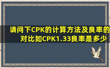 请问下CPK的计算方法及良率的对比,如CPK1.33,良率是多少?