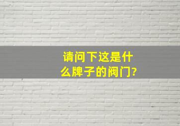 请问下这是什么牌子的阀门?