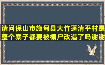 请问保山市施甸县大竹蓬清平村是整个寨子都要被棚户改造了吗(谢谢