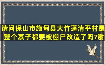 请问保山市施甸县大竹蓬清平村是整个寨子都要被棚户改造了吗?谢谢