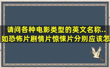 请问各种电影类型的英文名称..如恐怖片,剧情片,惊悚片分别应该怎么说...