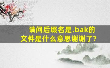 请问后缀名是.bak的文件是什么意思,谢谢了?