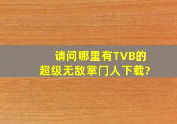 请问哪里有TVB的超级无敌掌门人下载?